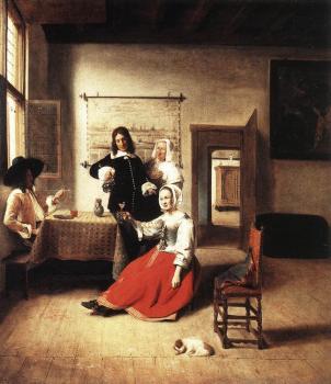 Pieter De Hooch : Young Woman Drinking